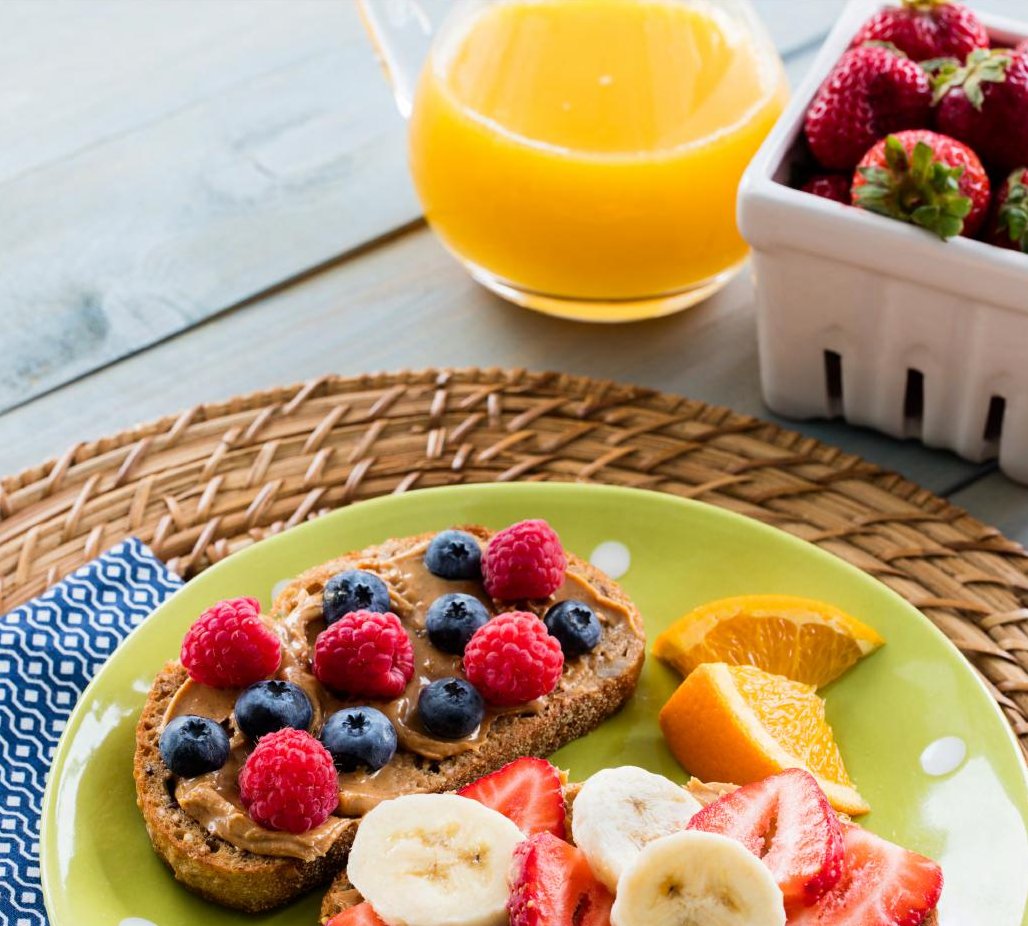 Peanut butter fruit toast with berries