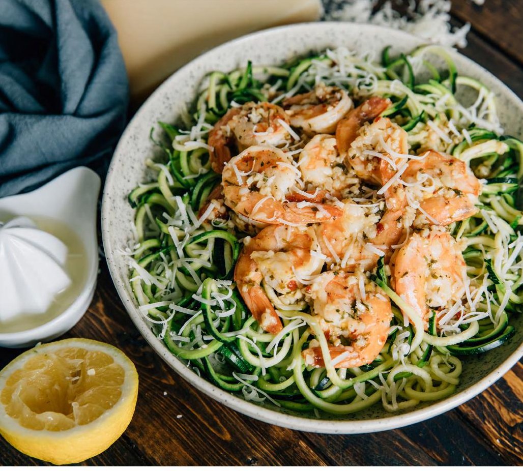 Shrimp scampi with zucchini noodles