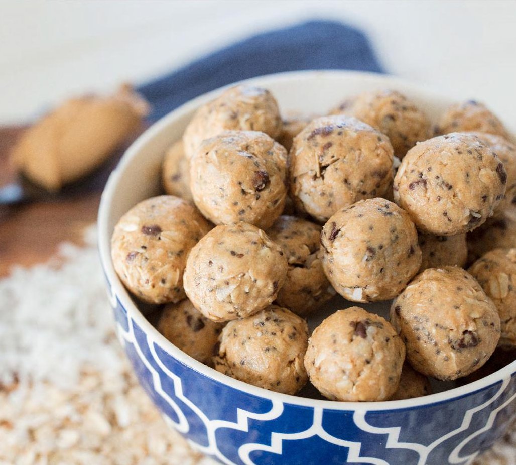 Protein power bites in a bowl